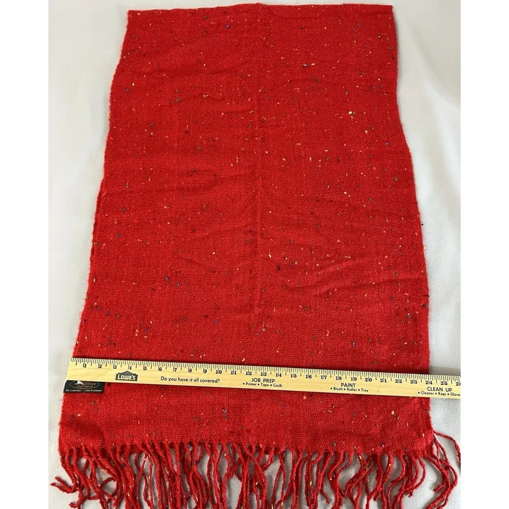 100% Cashmere Wrap Scarf Hand Tailored Made In Germany Red Confeti 82